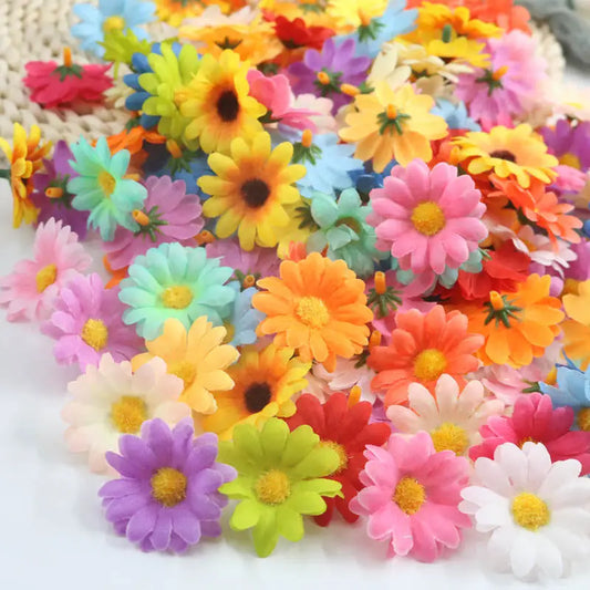 10/50/100PC Colorful Mini Daisy Silk Flower Heads