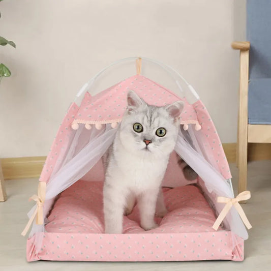 Sweet Princess Cat Bed Foldable Cat Tent