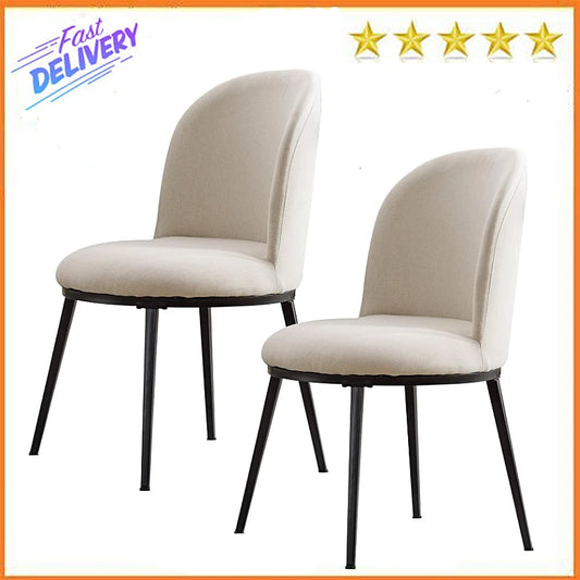 Dining Chairs Mid-Century  Upholstered with Black Metal Legs