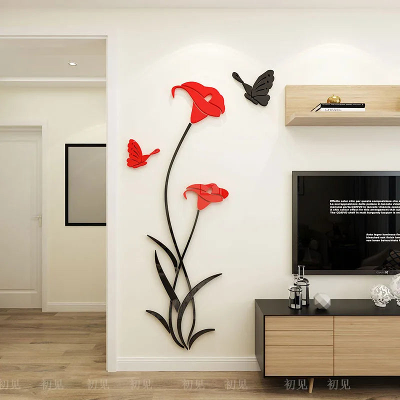 3D Large Mirror Flower Wall Sticker - Your Homes Décor and More