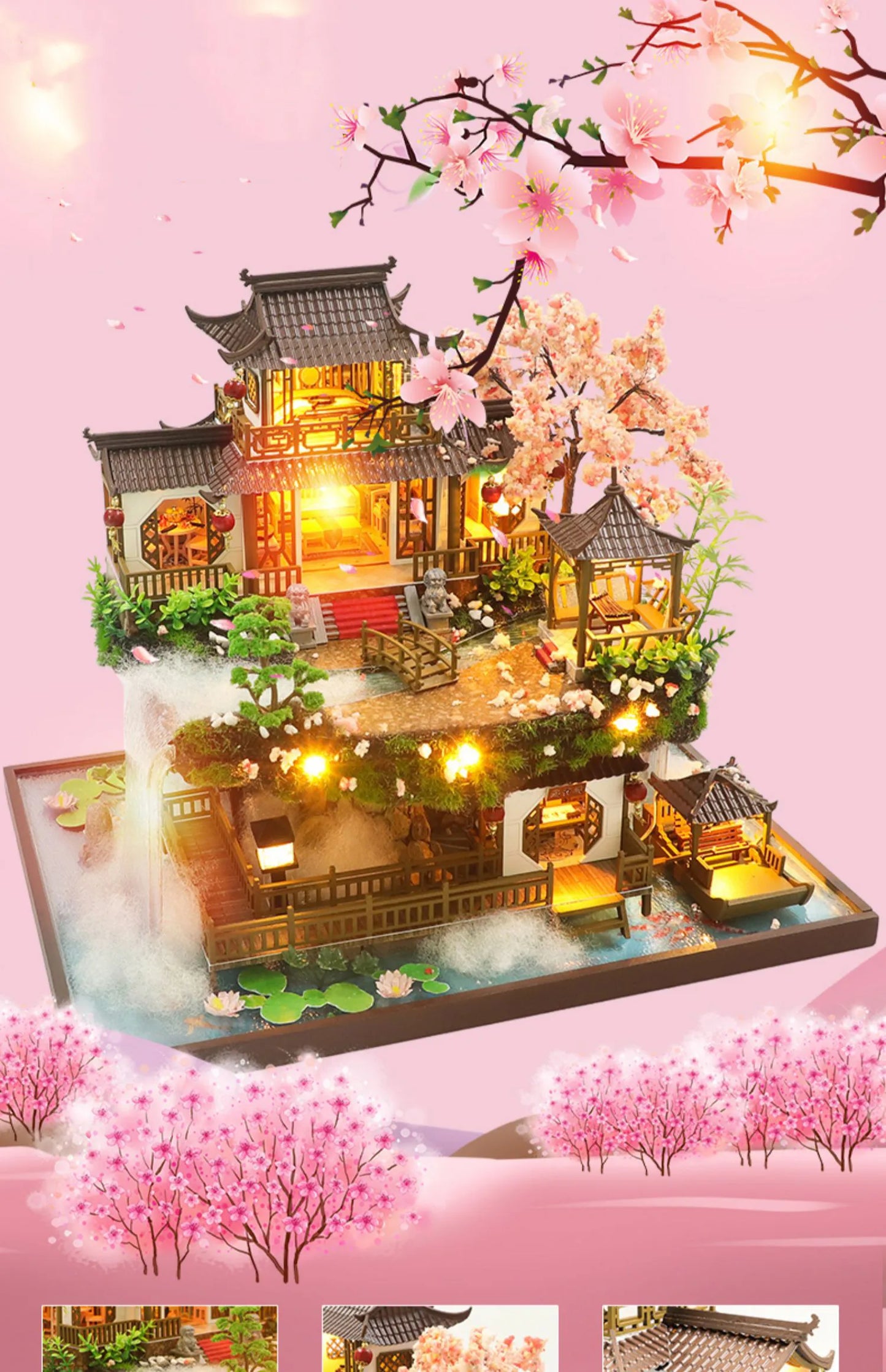 DIY Wooden Miniature Building Kit with Furniture from Chinese Ancient Casa Dollhouse Handmade