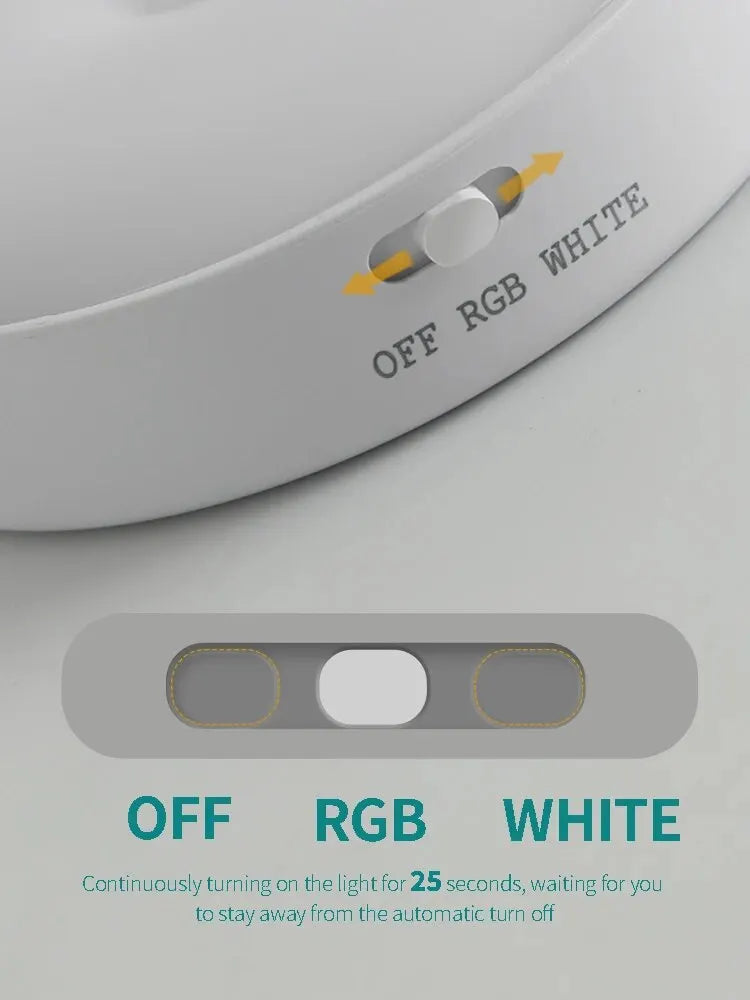 RGB LED Night Light Smart Human Body Sensor Adjustable Brightness Magnetic Suction Design Wireless-use Night Lamp