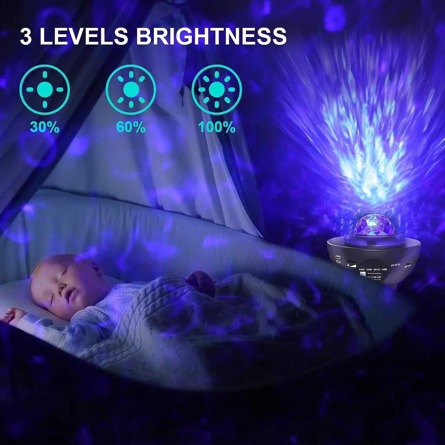Colorful Starry Projector Galaxy Night Light Child Bluetooth USB Music Player Star NightLight Romantic Projector Night Lamp Gift - Your Homes Décor and More