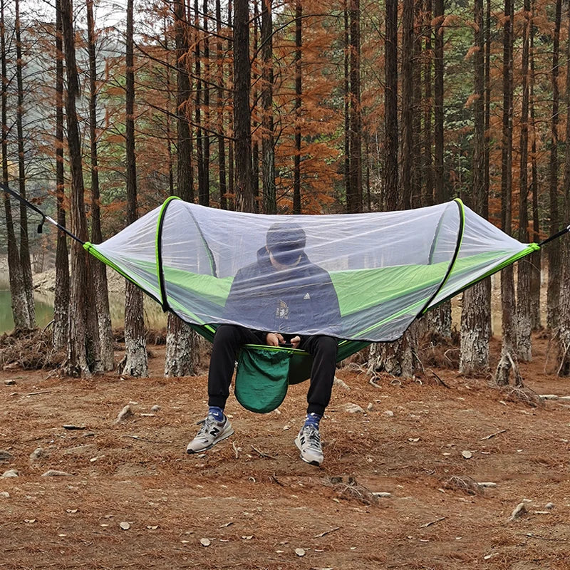 Automatic Quick-opening Mosquito Net Hammock Outdoor Camping Hammock swing Anti-rollover Nylon Rocking Chair 260x140cm