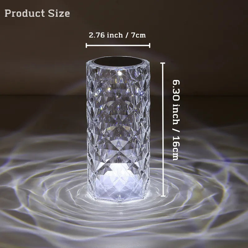 Crystal Table Lamp for Bedroom 16 Colors Touch/Remote Dimmable Night Light USB LED Bedside Diamond Rose Lamp