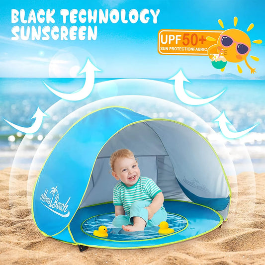 Baby Beach Shade Tent.  UV Protection Sun Shelter For Infants. Swimming Pool Play House Tent