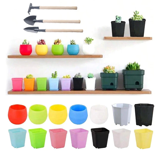 Flower Pot Set. Bright Colors, Breathable Mini Gardening Pots. Great for Household, Balcony, Desktop, and Sun Rooms. Perfect For Use As Succulent Flower pots!
