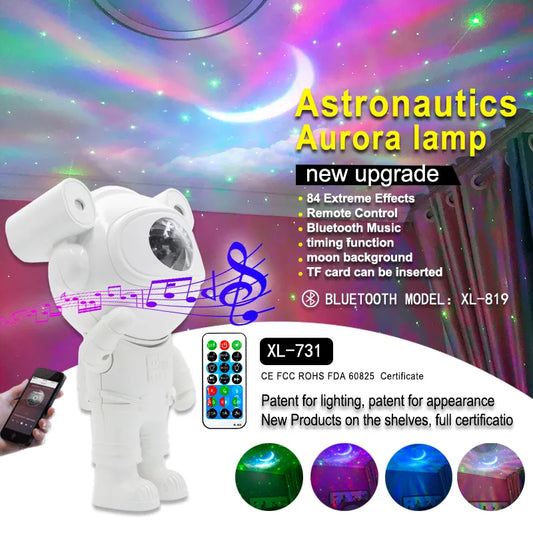 New Upgraded Galaxy Night Light Astronaut Starry Nebula Moon Ceiling Sky Projector Light with Timer and Remote, Bluetooth Speaker