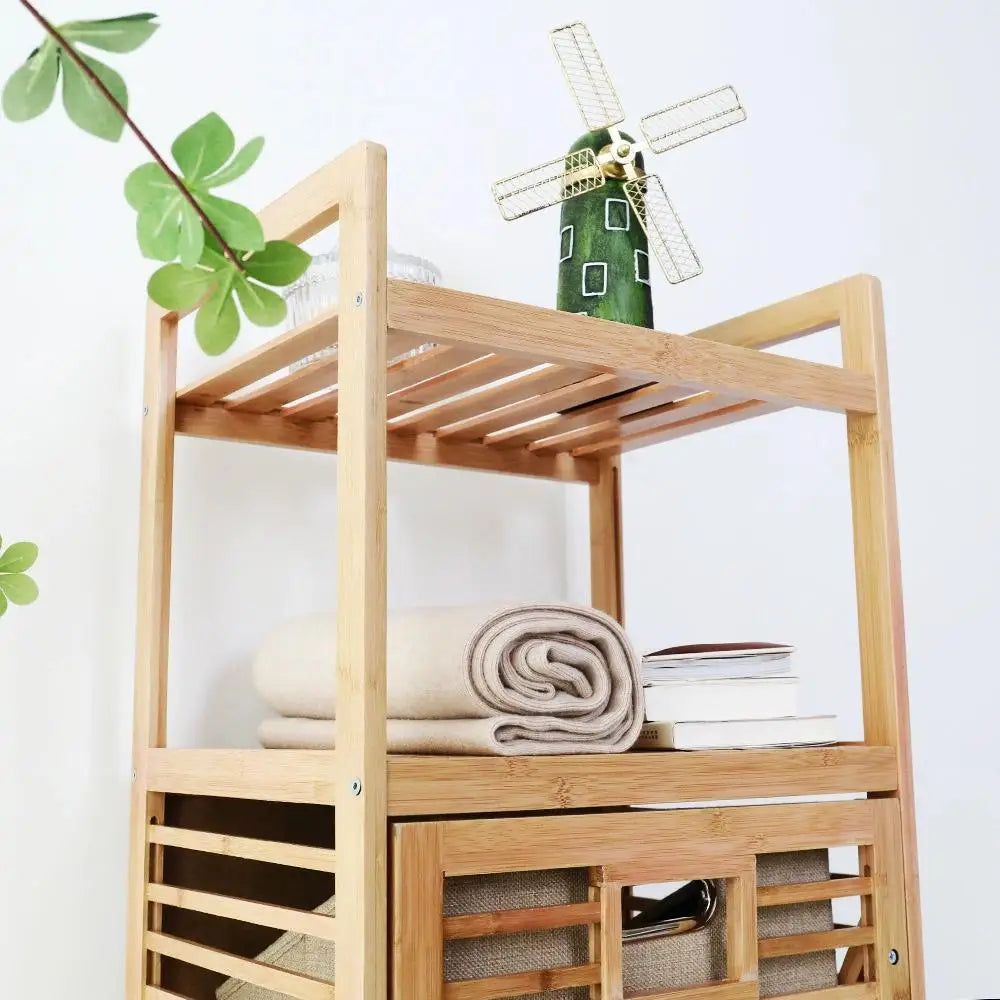 Bamboo Large-Capacity Three-Layer Japanese Style Storage Rack - Your Homes Décor and More