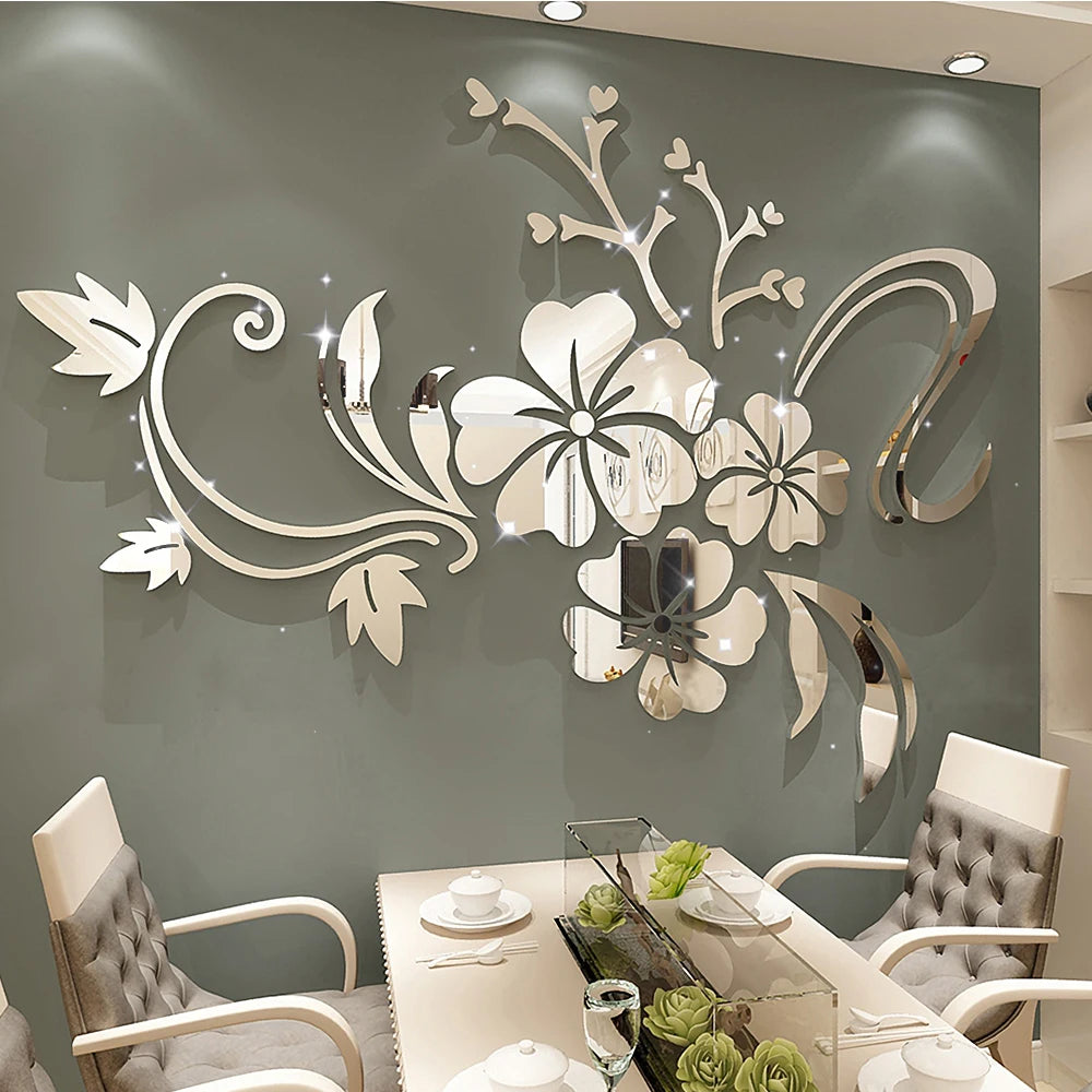 Acrylic 3D Flower Wall Mirror - Your Homes Décor and More