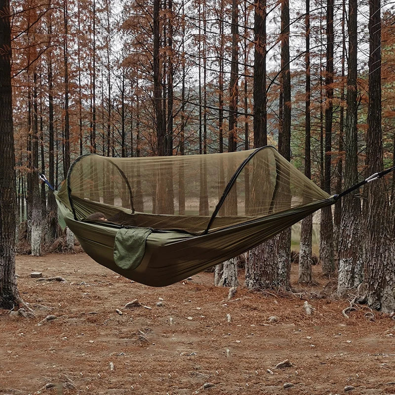 Automatic Quick-opening Mosquito Net Hammock Outdoor Camping Hammock swing Anti-rollover Nylon Rocking Chair 260x140cm