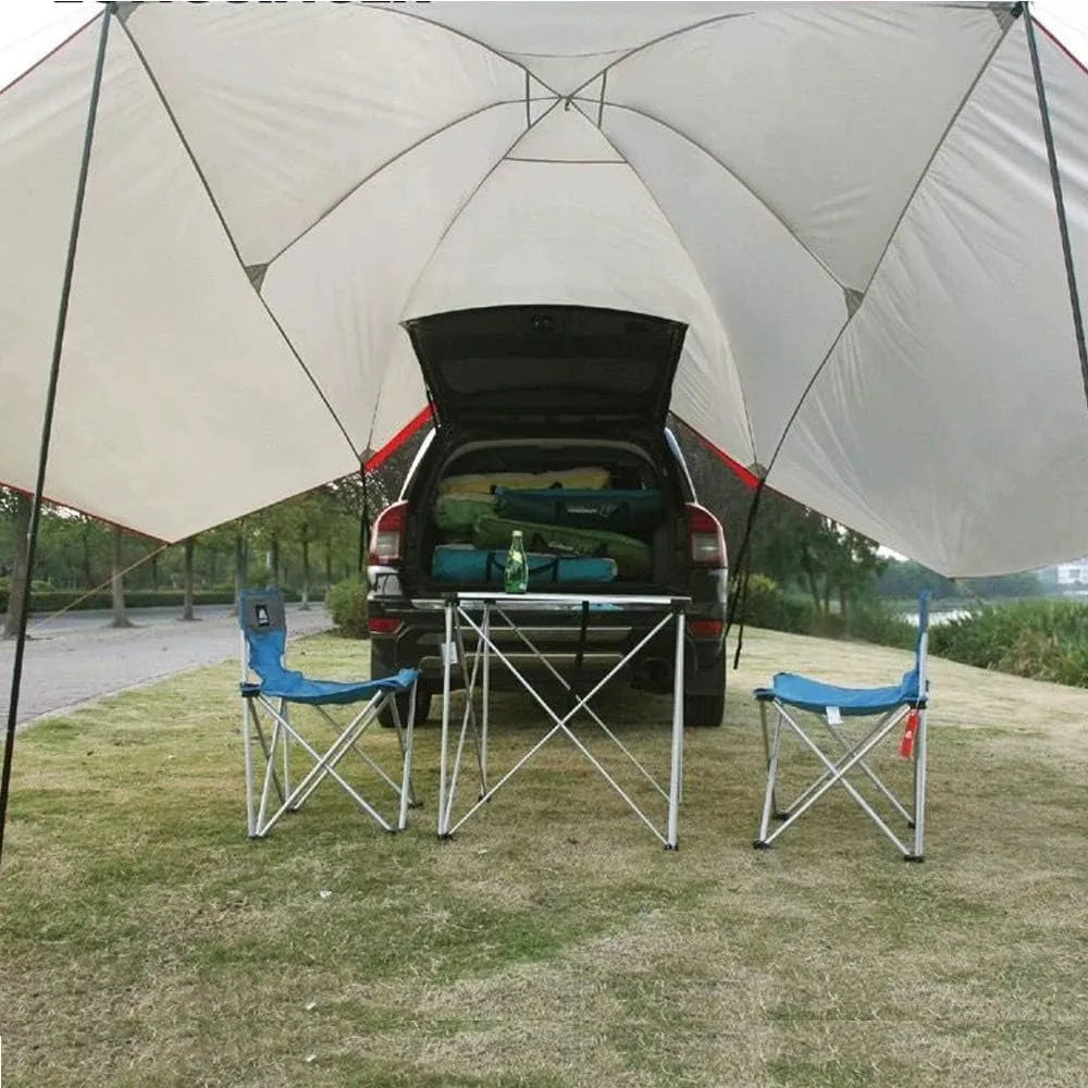 Portable Auto Canopy Camper Trailer Sun Shade for Camping, Quick Shelter for Shade with Awnings on both sides.