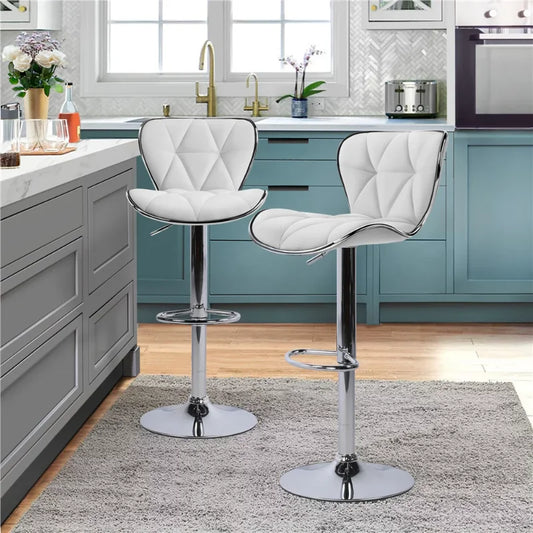 Alden Design Adjustable Midback Faux Leather Bar Stool, Set of 2 - Your Homes Décor and More