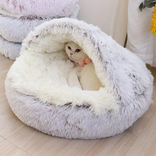 Soft Plush Round Cat and Dog Bed   Warm Comfortable  2n1 Sleeping Bag / Nest For Fur Babies