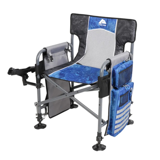 2023 Ozark Trail Camping Director Fishing Chair, Blue, Adult