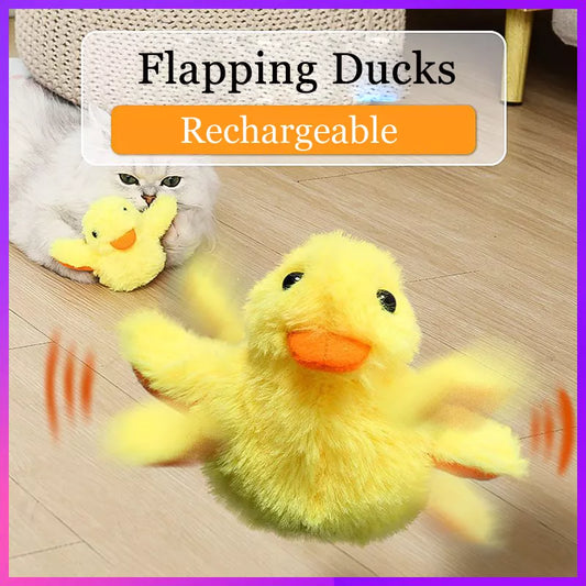 Flapping Duck Interactive Electric Bird Kitten and Adult Cat Toys. Washable Cat Plush Toy With Catnip Vibration Sensor.