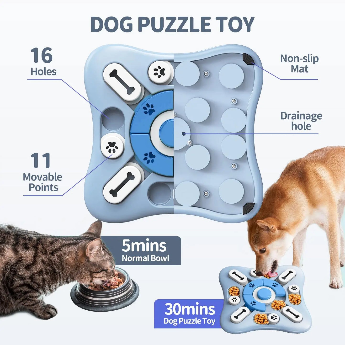 Dog Toy, Slow Feeder, Pet Puzzle Helps Increase IQ. NonSlip Bowl