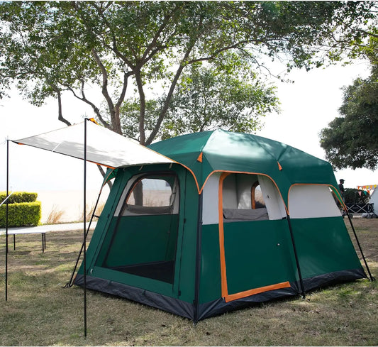 Large Tent 6 Person,Family Cabin Tents,Straight Wall,3 Doors and 3 Windows with Mesh,Waterproof,Big Tent for Outdoor