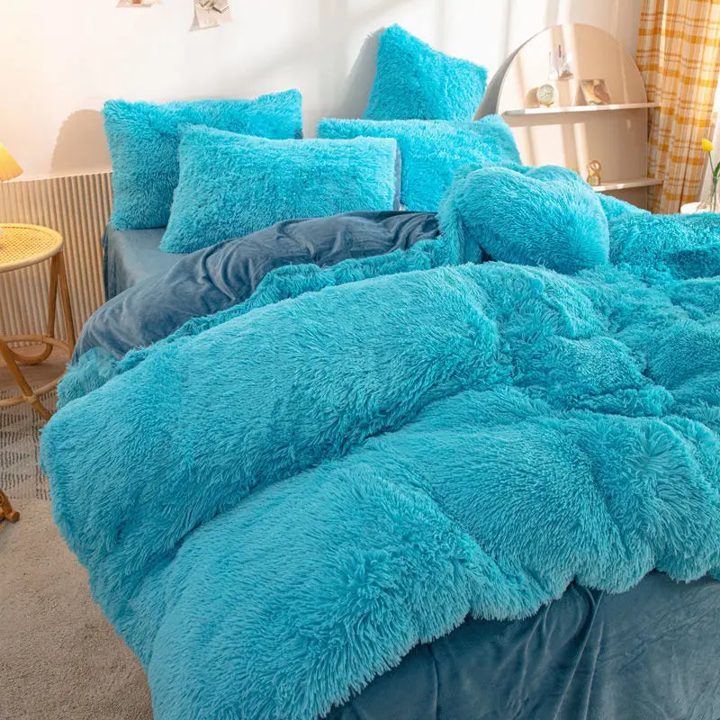Winter Sheep Wool Blanket Thicker Comforter Quilts, Washable Microfiber Duvets