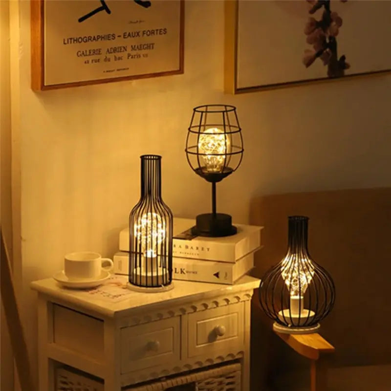 Art LED Table Lamp Reading Lamp Night Light Bedroom Bedside Lamp Desk Lighting Living Room Retro Classic Iron Home Decoration