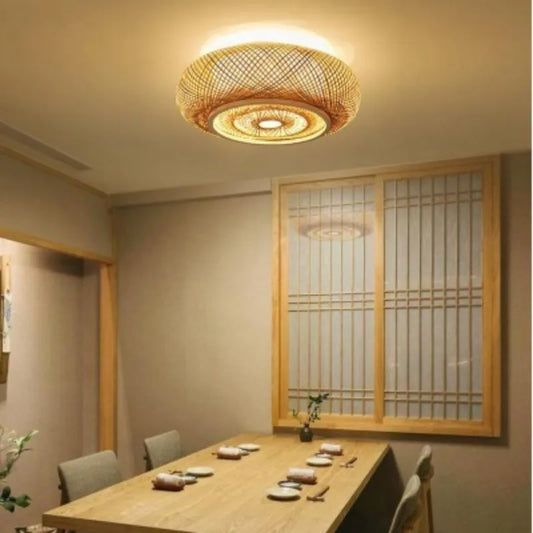 Dia 40/50/60cm Rattan Ceiling Lights Pendant Shade Restaurant Ceiling Lamp Shade Home Decorative Art Chandelier Lampshade - Your Homes Décor and More
