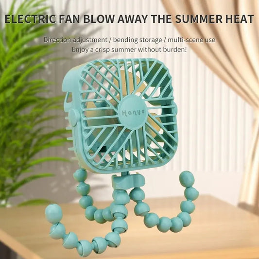 1 PCS Stylish Portable Mini Fan Can Be Hung And Can Stand  LED Night Light Mobile Phone Holder