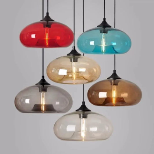 Nordic Retro Pendant Light Simple Creative Stained Glass Chandelier.  Single Head Apple Lamps