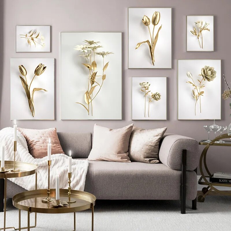 Abstract Golden Flower Wall Art - Your Homes Décor and More