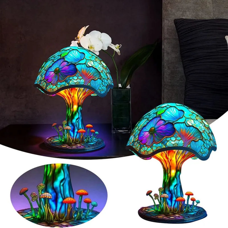 Creative Colorful Mushroom Lamp Glow Table Lamps Resin Bedroom Bedside Retro Table Night Lamp Atmosphere Light - Your Homes Décor and More