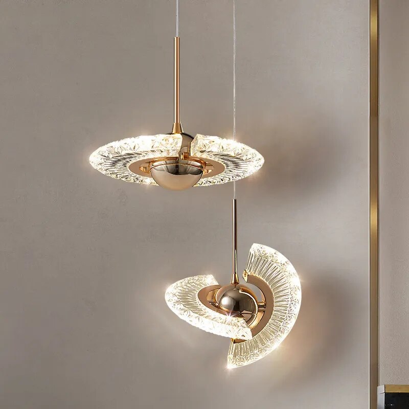Nordic modern LED pendant light gold Acrylic chandelier - Your Homes Décor and More