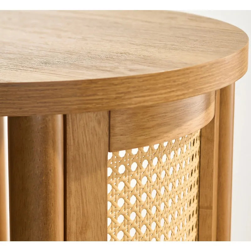 Better Homes & Gardens Springwood Caning Side Table, Light Honey Finish - Your Homes Décor and More