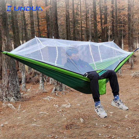 Lightweight Double Person Mosquito Net Hammock  With 1 Tree Strap Portable Hammock For Camping Travel Yard
